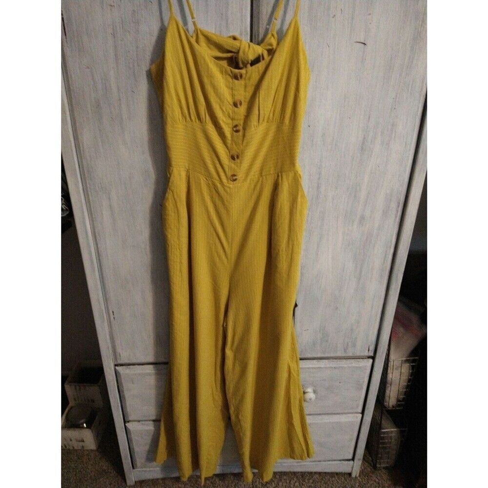 Lulu's wide leg sleeveless Jumper Md mustard Nwt Boho Beachy Feminine